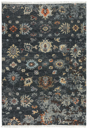 Alora Decor Muse Gray Runner Hand-Knotted 100% Hand-Spun Wool Runner With Thistle Motifs, Charcoal Elegance 2'6" x 8' 01901910200162608