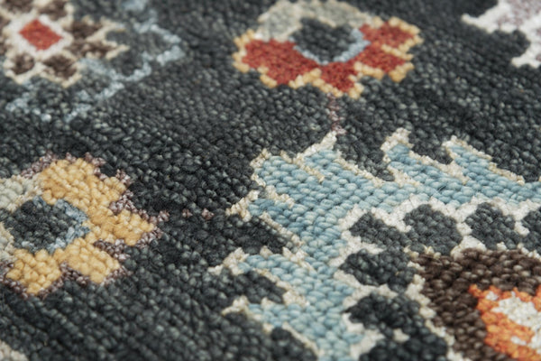 Alora Decor Muse Gray Runner Hand-Knotted 100% Hand-Spun Wool Runner With Thistle Motifs, Charcoal Elegance 2'6" x 8' 01901910200162608