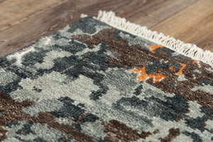 Alora Decor Muse Hand-Knotted Gray Floral Rug In Hand-Spun Wool With Charcoal Field And Ivory Fringe Elegance 4' x 6' 01901910200160406