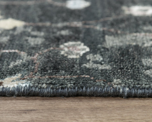 Alora Decor Muse Gray Runner Hand-Knotted 100% Hand-Spun Wool Runner With Thistle Motifs, Charcoal Elegance 2'6" x 8' 01901910200162608