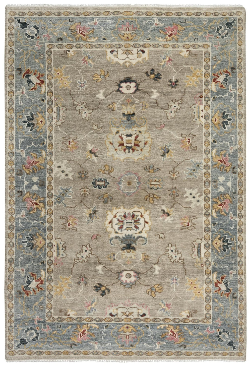 Alora Decor Muse Hand-Knotted Beige Wool Runner With Subtle Floral Motifs And Layered Gray Border For Timeless Style 3' x 10' 01901910388330310