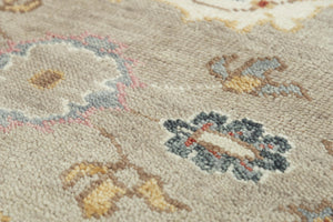 Alora Decor Muse Hand-Knotted Beige Wool Rug With Persian-Inspired Floral Motifs And Layered Gray Border Elegance 9' x 12' 01901910388330912
