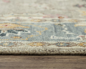 Alora Decor Muse Hand-Knotted Beige Wool Rug With Persian-Inspired Floral Motifs And Layered Gray Border Elegance 9' x 12' 01901910388330912