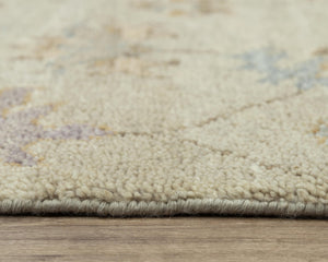 Alora Decor Muse Hand-Knotted Beige Wool Rug With Persian Floral Medallions, Hand-Serge Finish, Durable Elegance 4' x 6' 01901910600040406