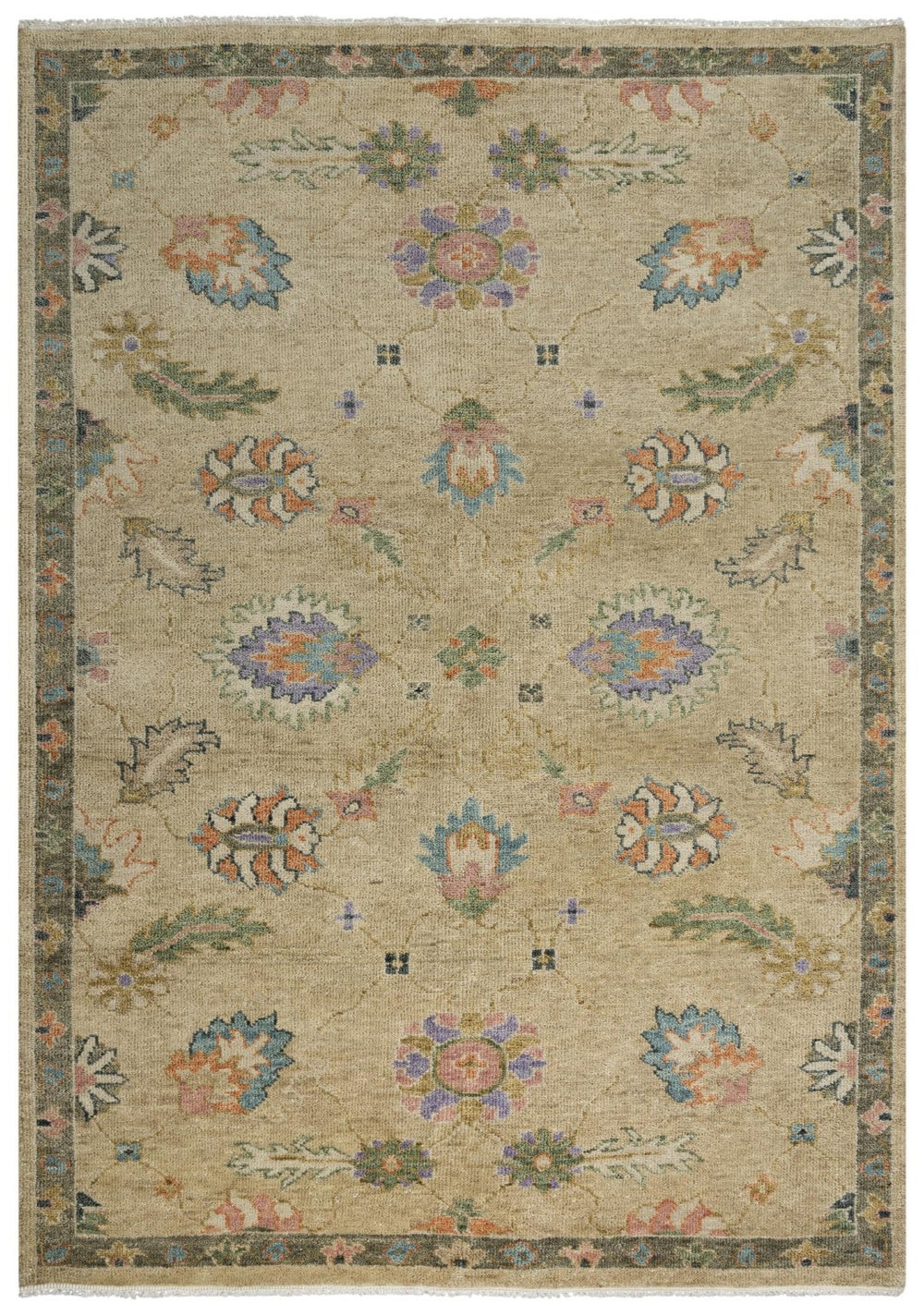 Alora Decor Muse Hand-Knotted Beige Wool Rug — Persian-Inspired Florals, Plush Hand-Spun Wool For Large Rooms 9' x 12' 01901910700040912