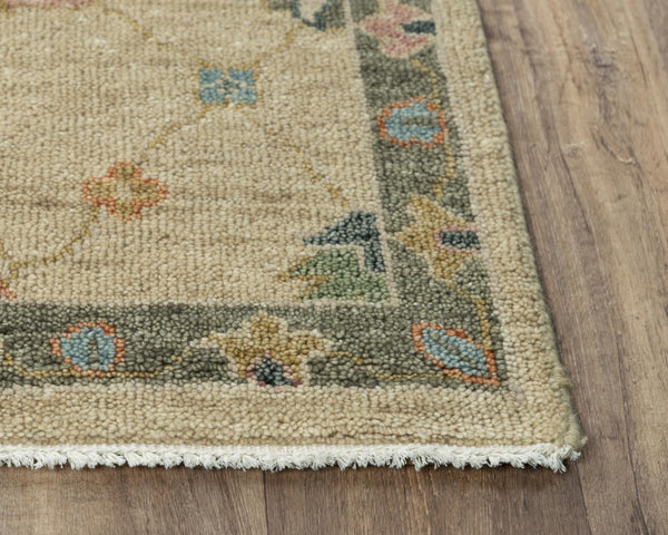 Alora Decor Muse Hand-Knotted Beige Wool Rug — Persian-Inspired Florals, Plush Hand-Spun Wool For Large Rooms 9' x 12' 01901910700040912