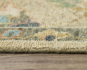 Alora Decor Muse Hand-Knotted Beige Wool Rug — Persian-Inspired Florals, Plush Hand-Spun Wool For Large Rooms 9' x 12' 01901910700040912