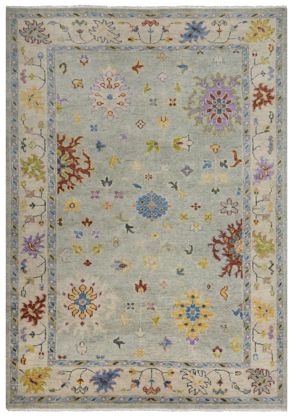 Alora Decor Muse Sea Green Floral Rug Hand-Knotted 100% Hand-Spun Wool Transitional Elegance For Entryways 9' x 12' 01901910833040912