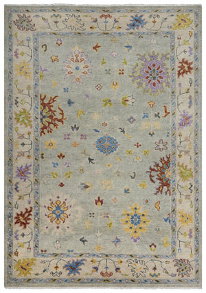 Alora Decor Muse Sea Green Floral Rug Hand-Knotted 100% Hand-Spun Wool Transitional Elegance For Entryways 9' x 12' 01901910833040912