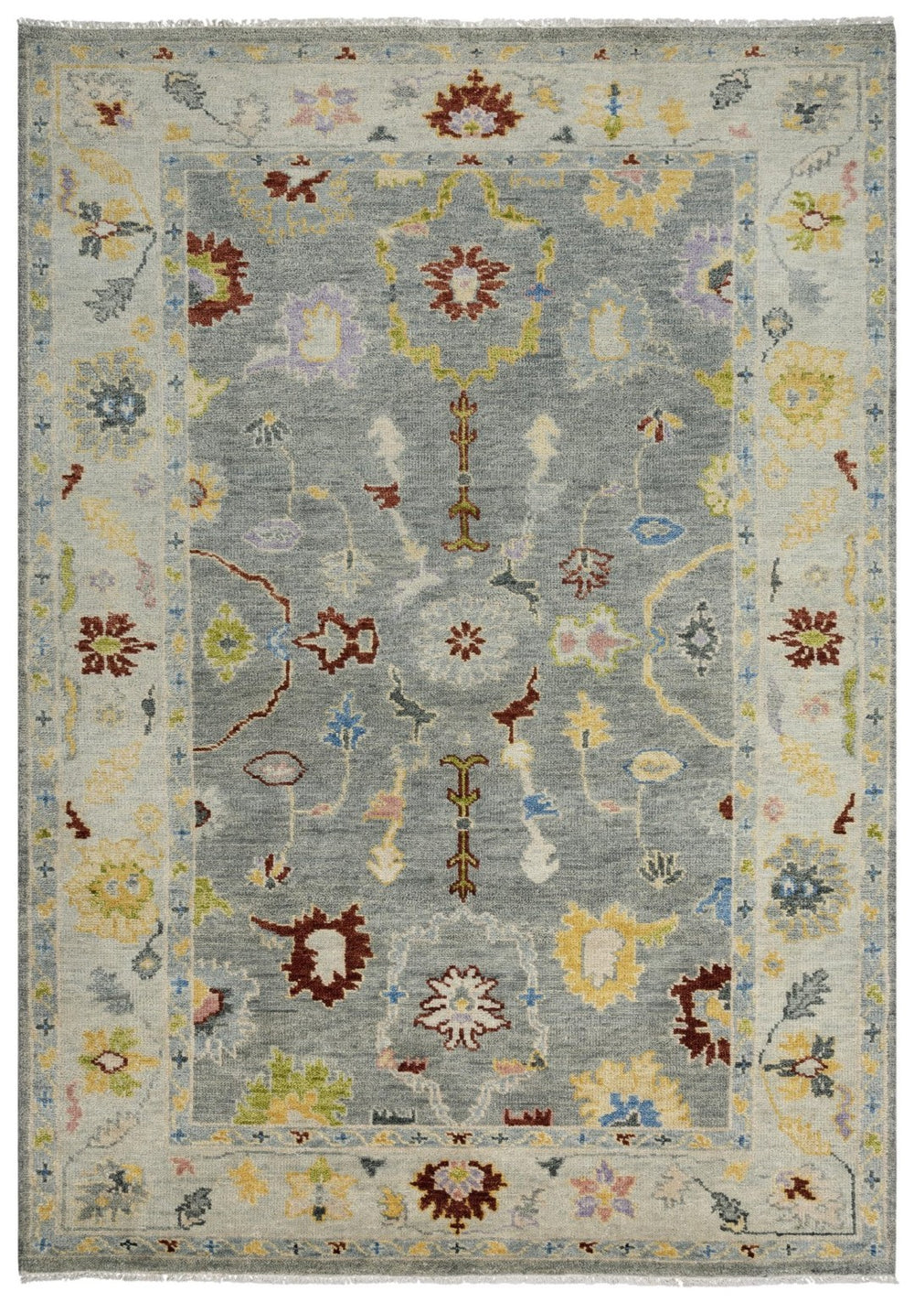 Alora Decor Muse Hand-Knotted Gray Floral Rug In Hand-Spun Wool — Transitional Ivory Field With Multicolor Blooms, Durable Low Pile, Artisanal Craftsmanship 9' x 12' 01901910933040912