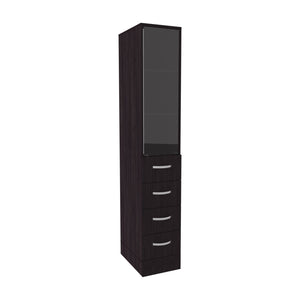English Elm Linen 68" Tall Black Bathroom Cabinet with 3 Shelves, 4 Drawers, Metal Handles—Space Saving Storage and Modern Design B097P296830