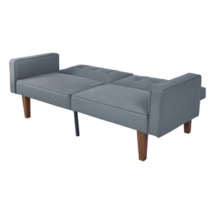 English Elm 2131pu-bk,bright Pu Leather Sofa with Low Profile Design and Industrial Accent Feet Gray W308P182966