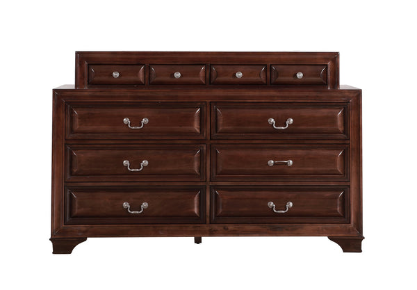 English Elm LaVita Solid Hardwood 10-Drawer Dresser with Jewelry Drawers, Durable Oak Finish, Spacious Storage Cappuccino 42 L x 69 W x 20 H B078108499