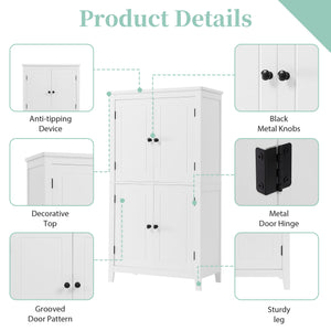 English Elm Elegant Bathroom Floor Storage Cabinet with 4 Doors, Adjustable Shelves, Anti-Tip Design, 28"L x 15"W White N725P188461K