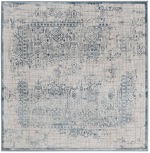 Unique Loom Aberdeen Stanhope Machine Made Border Rug Blue, Gray/Ivory 5' 3" x 5' 3"