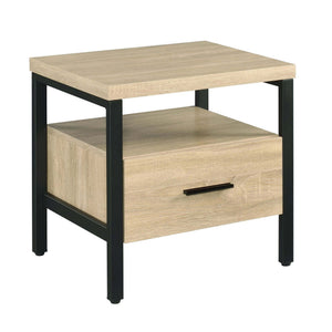 English Elm Oak Slim 1-Drawer Accent Table with Open Shelf and Metal Legs - Versatile Nightstand for Living Room hallway décor B062P186480
