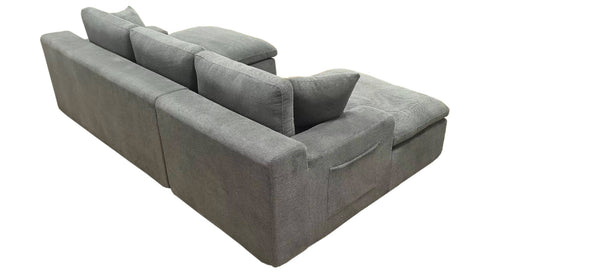 English Elm Coffee-bean Curved Upholstered Sectional Sofa with Plush Seating and Built-in Side Pocket Light Gray B2748S00064