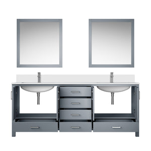 English Elm Dark Grey Double Bath Vanity With White Quartz Top, Faucet Set & 30" Mirrors - Stylish & Durable! B2731S01057