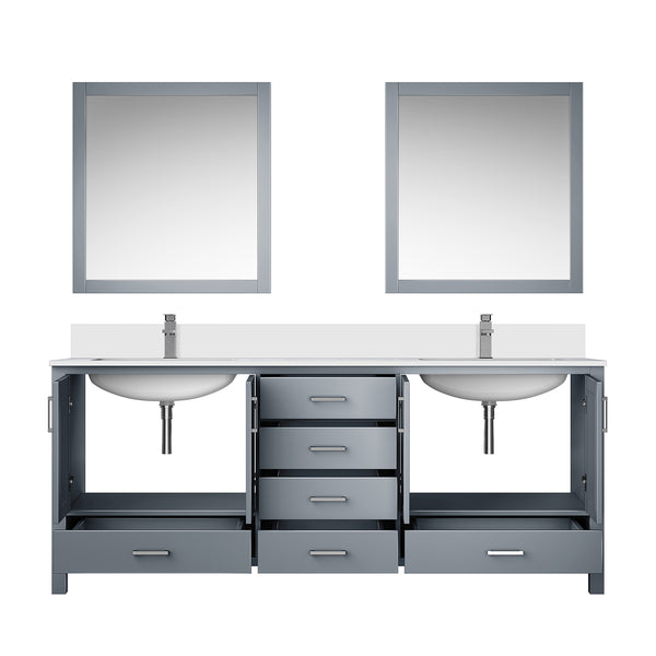 English Elm Dark Grey Double Bath Vanity With White Quartz Top, Faucet Set & 30" Mirrors - Stylish & Durable! B2731S01057