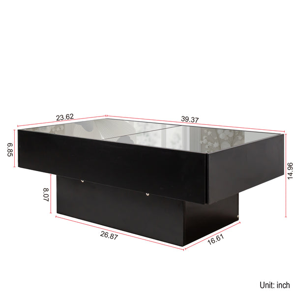 English Elm Coffee Coffee Table with Sliding Top and Hidden Storage, Extendable 57" Surface for Entertaining Black W331P270515