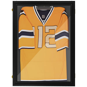 English Elm HOMCOM Black 24x32 Jersey Display Case – UV-Resistant Acrylic Shadow Box with Lockable Latches and Keys for Memorabilia Display and Wall Hanging W2225P217952