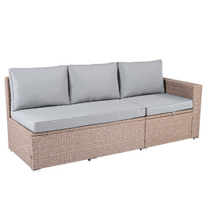English Elm Topmax Outdoor Wicker Sectional Set with Storage Adjustable Seating and Tempered Glass Table Light Grey N717S100005G