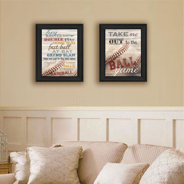 English Elm "baseball Collection" 2-panel Framed Print Set Graphic Sports Wall Art for Game Rooms B06786792