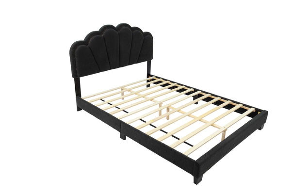 English Elm Queen Corduroy Platform Bed with Plush Headboard, High Footboard, Under-Bed Drawer Storage, Modern Design Charcoal 7 L x 28 W x 64 H B089P238570