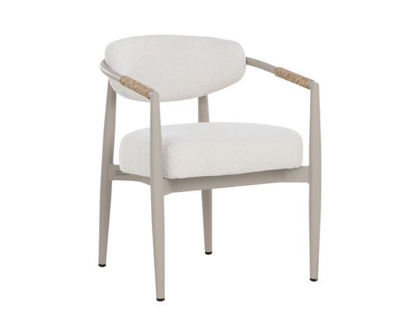 Sunpan MARITA Outdoor Dining Armchair - Contemporary Wicker Weave for Stylish Patio Comfort and Durability Greige 112102V