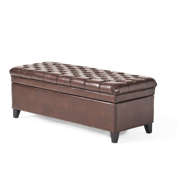 English Elm Christopher Knight Home® - Juliana Storage Ottoman - Elegant Tufted Faux Leather Bench With Hidden Storage For Your Home 57741.00BRN