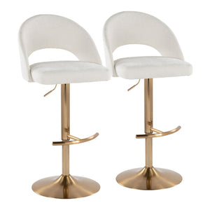 English Elm Fixed-height Metal Frame Barstools with Upholstered Seats and Geometric Footrest Set of 2 B202S01999