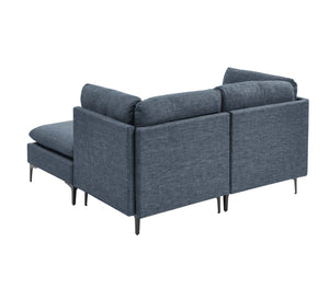English Elm Linen Upholstered Modular Sectional with Black Metal Legs for Contemporary Living Dark Blue B2748S00115
