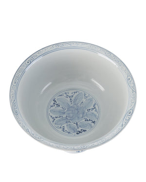 Currey & Company Ming Offering Pedestal Bowl On Stand - Stunning Hand-painted Blue & White Centerpiece For Décor Blue Porcelain 1200-1003-currey-company