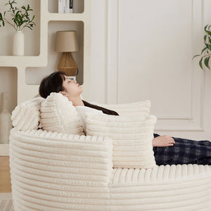 English Elm 50"l Corduroy Oversized Sleeper Chair with Neck Pillow Support for Lounge or Bedroom Beige W834P405862
