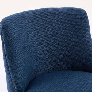 English Elm Counter Curved Back Swivel Barstool with Thick Cushioned Seat, 360° Rotation, Durable Rubberwood Frame, Supports 300 lbs Blue W1143P237897