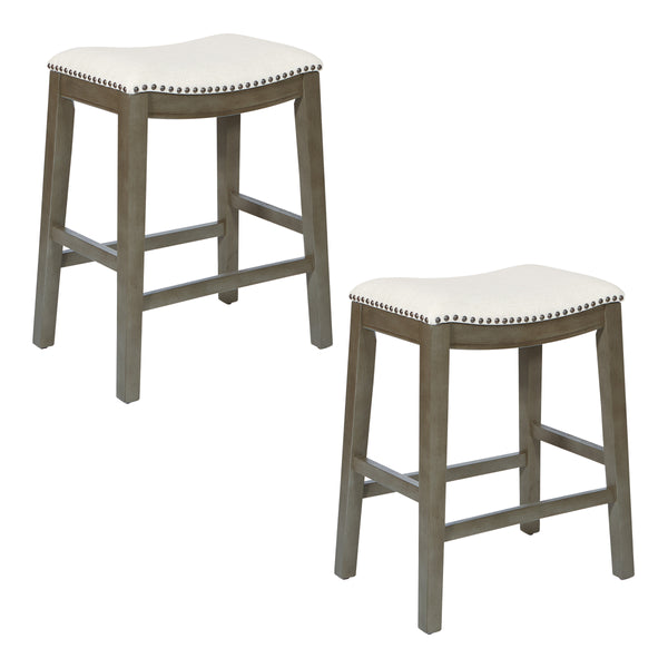 OSP Home Furnishings 24" Saddle Stool - Set of 2 Grey