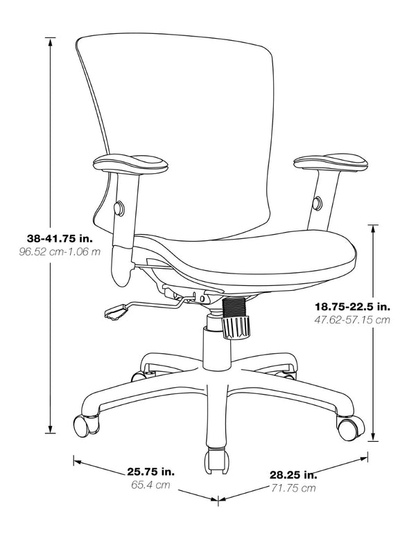 OSP Home Furnishings Mesh Back Ergonomic Office Chair with Lumbar Support Breathable Seat and Padded Arms Nylon EM98910-3