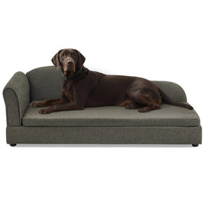 English Elm Oversized Modern Pet Sofa with Wave Backrest Linen Upholstery for Large Dogs W487P430333