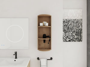 English Elm 12" Bathroom Wall-Mounted Storage Rack with Three-Tier Floating Shelves, Durable Scratch-Resistant Plywood Organizing Solution Imitative Oak W999P277163