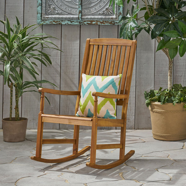 English Elm Christopher Knight Home® - Acacia Outdoor Porch Rocking Chair – Durable Acacia Hardwood, Rustic Slat Design, Smooth Rocking Motion Teak 65490.00