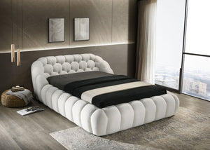 English Elm Modern Tufted Queen Platform Bed Upholstered Chenille Frame for Contemporary Bedroom B2741S00823