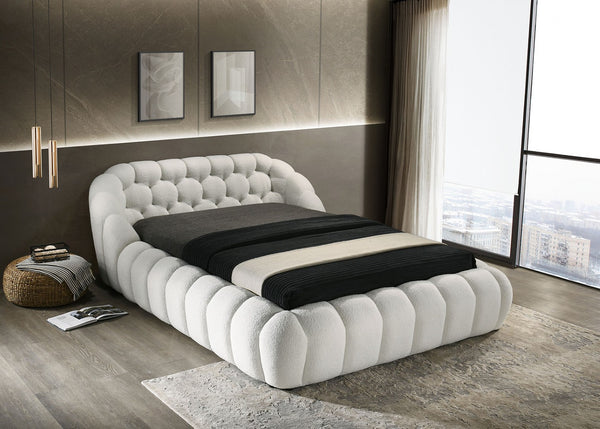 English Elm Modern Tufted Queen Platform Bed Upholstered Chenille Frame for Contemporary Bedroom B2741S00823