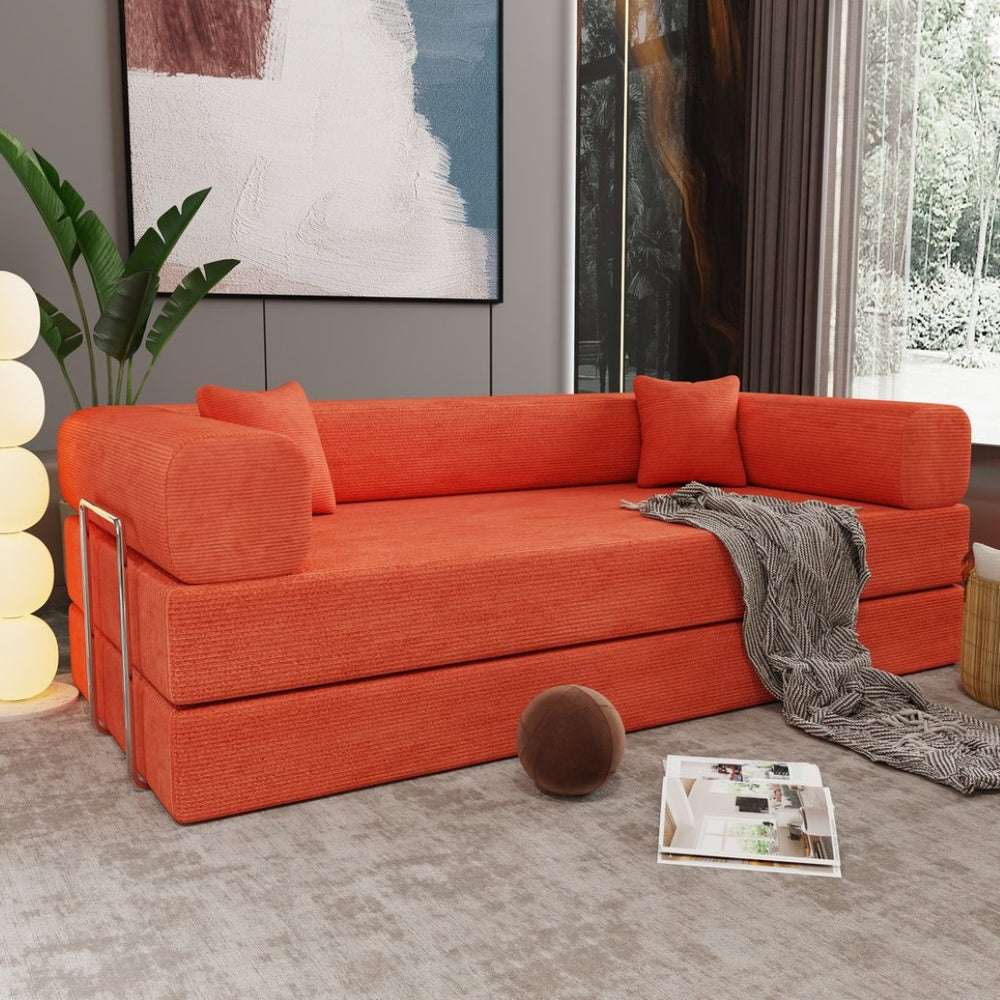 English Elm Double Convertible Corduroy Sleeper Sofa High Density Foam Wide Armrest Studio Bed W3064P245391