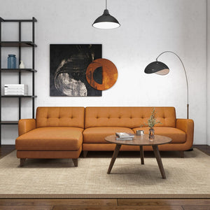 English Elm Allison Mid-century Genuine Leather Sectional with Tapered Wood Legs for Living Rooms B183S00119
