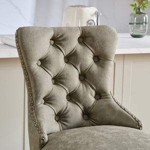 English Elm A&A Mid Century Dining Chair Set of 2 with Curved Ergonomic Walnut Back Upholstered Seat and Metal Legs Olive Green W1143P195202