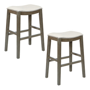OSP Home Furnishings Saddle Stool 30" - Set of 2 Linen / Antique Grey