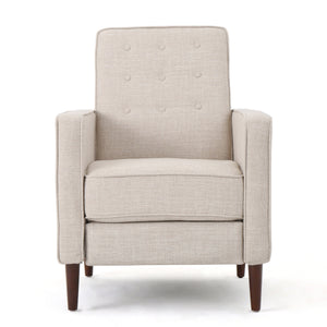 English Elm Christopher Knight Home® - Fabric Recliner Chair Mid-Century Modern Pushback Single Sofa with Tufted Cushion, Birch Legs, Cozy Comfort Wheat 60741.00WET