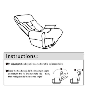 English Elm Adjustable Floor Gaming Sofa Chair with 5‑Angle Recline, Thick Padded Comfort, 360° Swivel Base, Durable Steel Frame W24434951