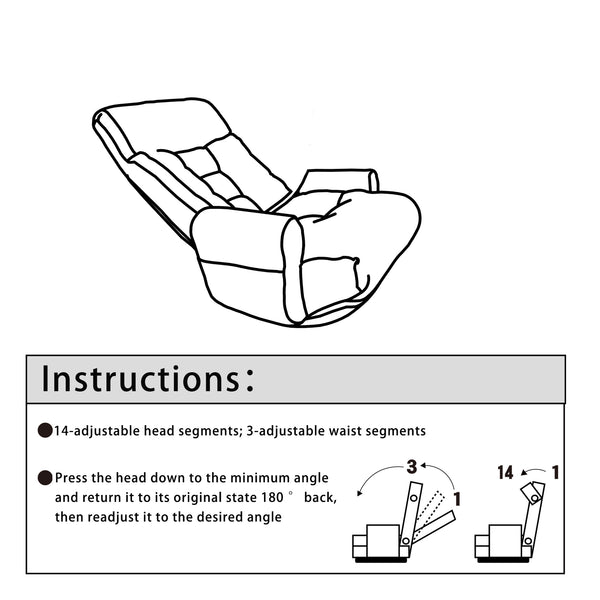 English Elm Adjustable Floor Gaming Sofa Chair with 5‑Angle Recline, Thick Padded Comfort, 360° Swivel Base, Durable Steel Frame W24434951