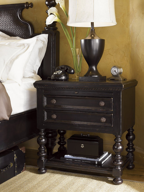 Lexington Tommy Bahama Home Phillips Nightstand - British Colonial Design With Rich Tamarind Finish, Woven Shelf & Elegant Details Tamarind  619-622